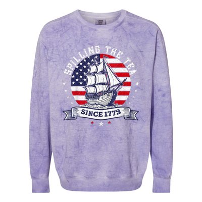 Spilling The Tea Since 1773 History Teacher Colorblast Crewneck Sweatshirt