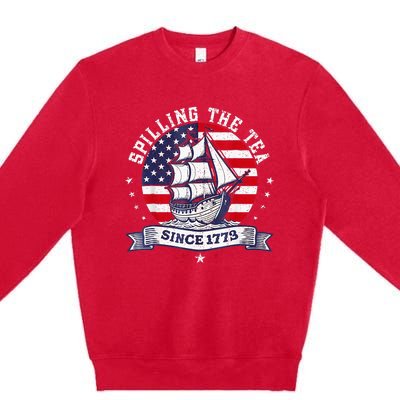 Spilling The Tea Since 1773 History Teacher Premium Crewneck Sweatshirt