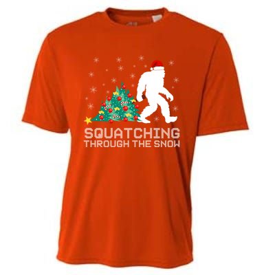 Squatching Through The Snow Bigfoot Christmas Sasquatch Great Gift Cooling Performance Crew T-Shirt