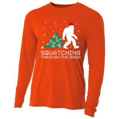 Squatching Through The Snow Bigfoot Christmas Sasquatch Great Gift Cooling Performance Long Sleeve Crew