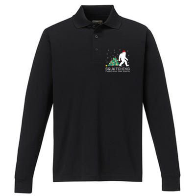 Squatching Through The Snow Bigfoot Christmas Sasquatch Great Gift Performance Long Sleeve Polo