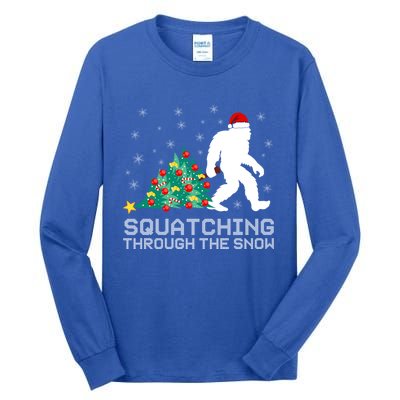 Squatching Through The Snow Bigfoot Christmas Sasquatch Great Gift Tall Long Sleeve T-Shirt