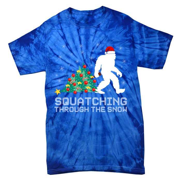 Squatching Through The Snow Bigfoot Christmas Sasquatch Great Gift Tie-Dye T-Shirt