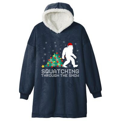 Squatching Through The Snow Bigfoot Christmas Sasquatch Great Gift Hooded Wearable Blanket