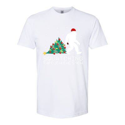 Squatching Through The Snow Bigfoot Christmas Sasquatch Great Gift Softstyle CVC T-Shirt