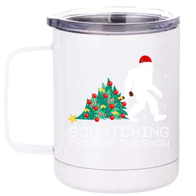 Squatching Through The Snow Bigfoot Christmas Sasquatch Great Gift 12 oz Stainless Steel Tumbler Cup