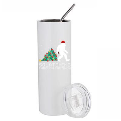 Squatching Through The Snow Bigfoot Christmas Sasquatch Great Gift Stainless Steel Tumbler