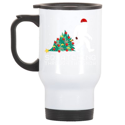 Squatching Through The Snow Bigfoot Christmas Sasquatch Great Gift Stainless Steel Travel Mug