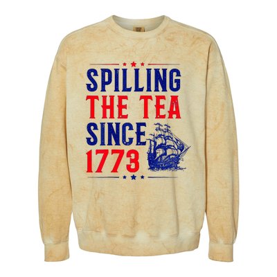 Spilling The Tea Since 1773 4th Of July Colorblast Crewneck Sweatshirt