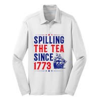 Spilling The Tea Since 1773 4th Of July Silk Touch Performance Long Sleeve Polo