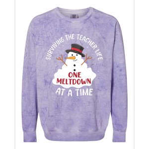 Surviving The Teacher Life One Meltdown At A Time Christmas Cute Gift Colorblast Crewneck Sweatshirt