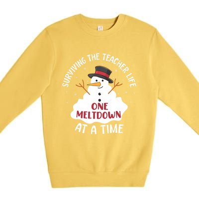 Surviving The Teacher Life One Meltdown At A Time Christmas Cute Gift Premium Crewneck Sweatshirt