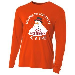 Surviving The Teacher Life One Meltdown At A Time Christmas Cute Gift Cooling Performance Long Sleeve Crew