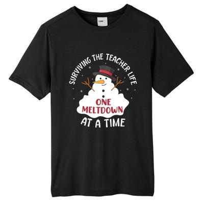 Surviving The Teacher Life One Meltdown At A Time Christmas Cute Gift Tall Fusion ChromaSoft Performance T-Shirt