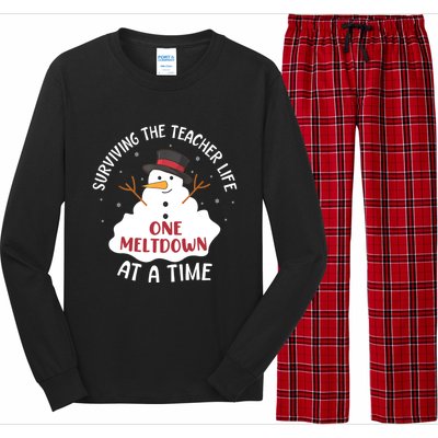 Surviving The Teacher Life One Meltdown At A Time Christmas Cute Gift Long Sleeve Pajama Set