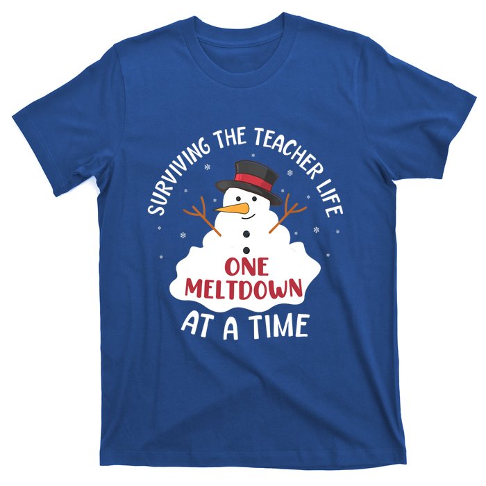 Surviving The Teacher Life One Meltdown At A Time Christmas Cute Gift T-Shirt