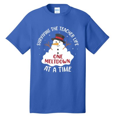 Surviving The Teacher Life One Meltdown At A Time Christmas Cute Gift Tall T-Shirt