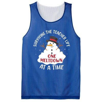 Surviving The Teacher Life One Meltdown At A Time Christmas Cute Gift Mesh Reversible Basketball Jersey Tank