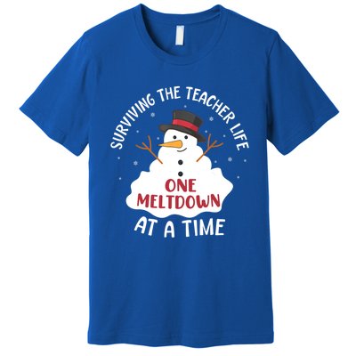 Surviving The Teacher Life One Meltdown At A Time Christmas Cute Gift Premium T-Shirt