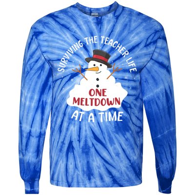 Surviving The Teacher Life One Meltdown At A Time Christmas Cute Gift Tie-Dye Long Sleeve Shirt