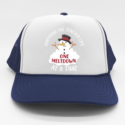 Surviving The Teacher Life One Meltdown At A Time Christmas Cute Gift Trucker Hat