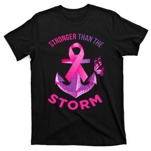 Stronger Than The Storm Fight Breast Cancer Ribbon Wear Pink T-Shirt