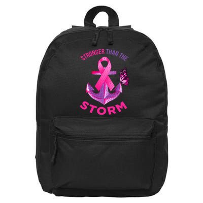 Stronger Than The Storm Fight Breast Cancer Ribbon Wear Pink 16 in Basic Backpack