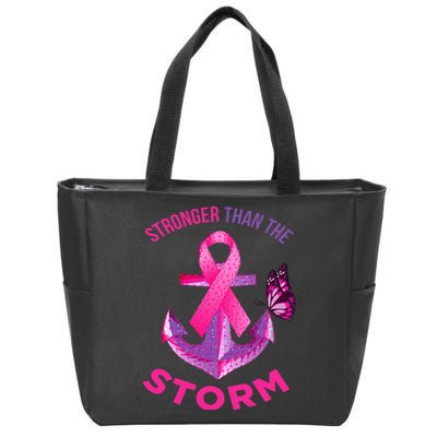 Stronger Than The Storm Fight Breast Cancer Ribbon Wear Pink Zip Tote Bag