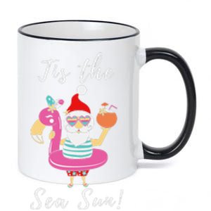 Santa Tis the SeaSun Christmas in July Tee Plussize 11oz Black Color Changing Mug