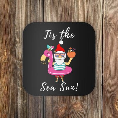 Santa Tis the SeaSun Christmas in July Tee Plussize Coaster