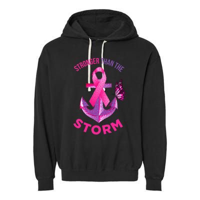 Stronger Than The Storm Fight Breast Cancer Ribbon Wear Pink Garment-Dyed Fleece Hoodie