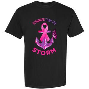 Stronger Than The Storm Fight Breast Cancer Ribbon Wear Pink Garment-Dyed Heavyweight T-Shirt