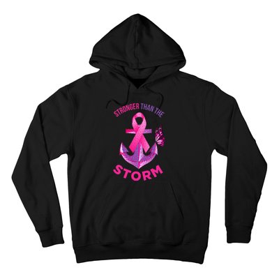 Stronger Than The Storm Fight Breast Cancer Ribbon Wear Pink Hoodie