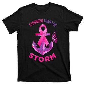 Stronger Than The Storm Fight Breast Cancer Ribbon Wear Pink T-Shirt