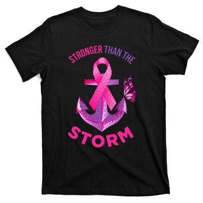 Stronger Than The Storm Fight Breast Cancer Ribbon Wear Pink T-Shirt