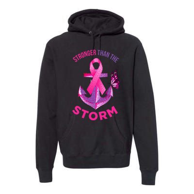 Stronger Than The Storm Fight Breast Cancer Ribbon Wear Pink Premium Hoodie