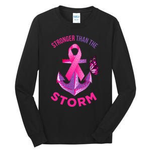 Stronger Than The Storm Fight Breast Cancer Ribbon Wear Pink Tall Long Sleeve T-Shirt