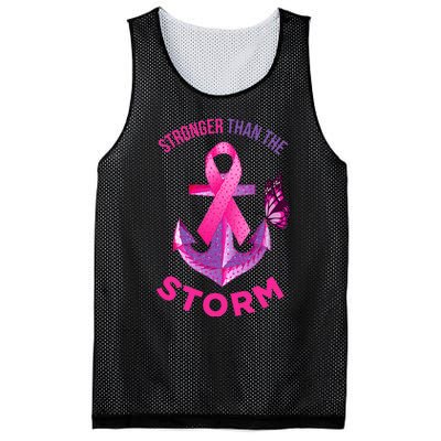 Stronger Than The Storm Fight Breast Cancer Ribbon Wear Pink Mesh Reversible Basketball Jersey Tank