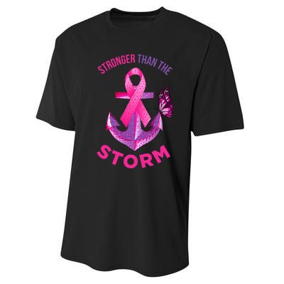 Stronger Than The Storm Fight Breast Cancer Ribbon Wear Pink Performance Sprint T-Shirt