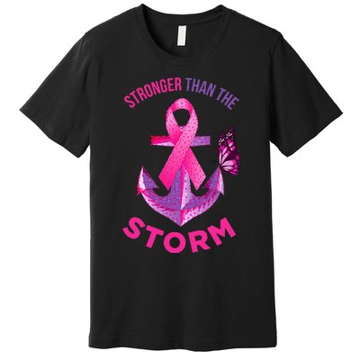 Stronger Than The Storm Fight Breast Cancer Ribbon Wear Pink Premium T-Shirt