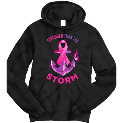 Stronger Than The Storm Fight Breast Cancer Ribbon Wear Pink Tie Dye Hoodie