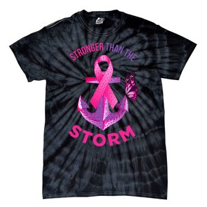 Stronger Than The Storm Fight Breast Cancer Ribbon Wear Pink Tie-Dye T-Shirt