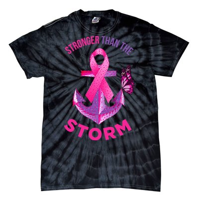 Stronger Than The Storm Fight Breast Cancer Ribbon Wear Pink Tie-Dye T-Shirt