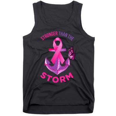 Stronger Than The Storm Fight Breast Cancer Ribbon Wear Pink Tank Top