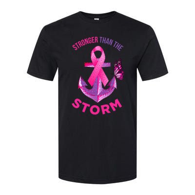 Stronger Than The Storm Fight Breast Cancer Ribbon Wear Pink Softstyle CVC T-Shirt