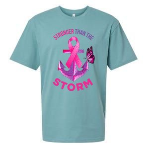 Stronger Than The Storm Fight Breast Cancer Ribbon Wear Pink Sueded Cloud Jersey T-Shirt