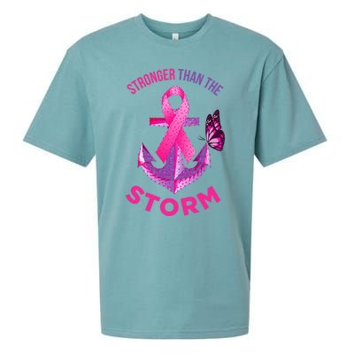 Stronger Than The Storm Fight Breast Cancer Ribbon Wear Pink Sueded Cloud Jersey T-Shirt