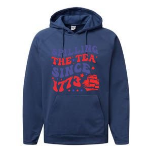 Spilling The Tea Since 1773 Retro Groovy History Teacher Fun Performance Fleece Hoodie