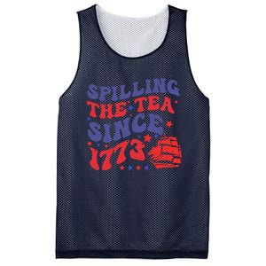 Spilling The Tea Since 1773 Retro Groovy History Teacher Fun Mesh Reversible Basketball Jersey Tank