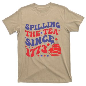 Spilling The Tea Since 1773 Retro Groovy History Teacher Fun T-Shirt